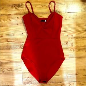 Boohoo Vibrant Red Bodysuit